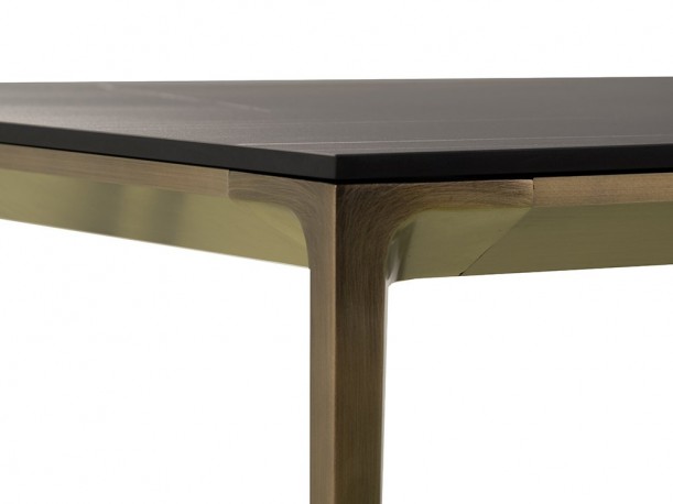 Modern console table top matt marble base rustic copper 140x40x75 cm