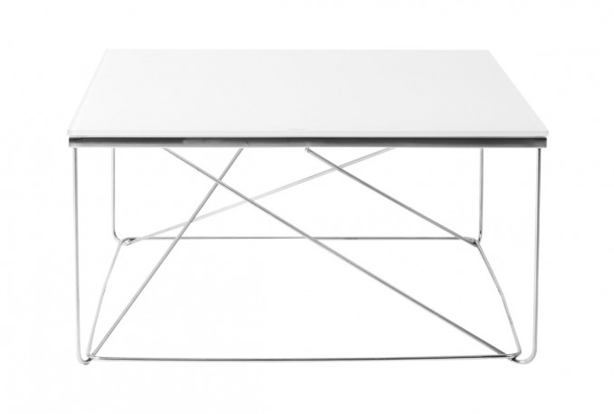 Square coffee table, white glass 80x80x43 cm