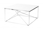 Square coffee table, white glass 80x80x43 cm