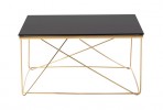 Square gold coffee table, black glass 80x80x43 cm