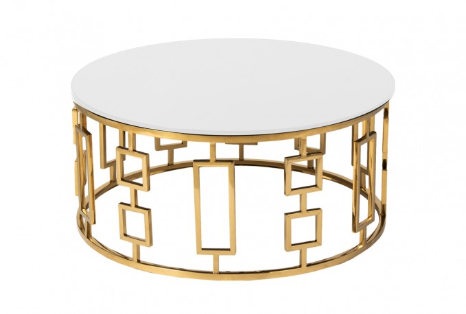 Gold round art deco coffee table Ø90 x 42 cm