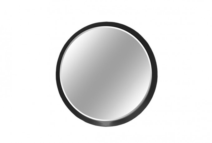 Round, bevelled mirror in a black frame, diameter 120/100/80/60 cm