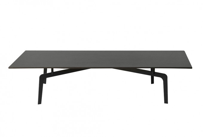 Designer coffee table, matt black top, 140x70x36 cm