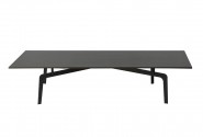 Designer coffee table, matt black top, 140x70x36 cm
