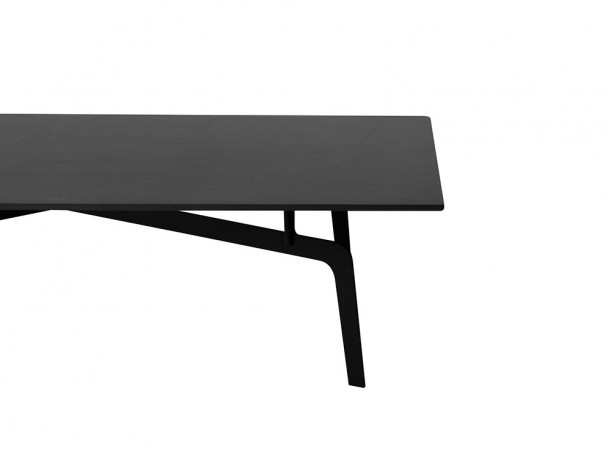 Designer coffee table, matt black top, 140x70x36 cm