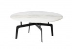 Round Coffee Table White Marble Shiny Top 90x36 cm