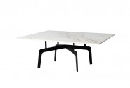 Designer coffee table white marble glossy top 90x90x36 cm
