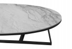 Designer Oval coffee table gray marble glossy top 130x70x36 cm