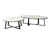 Designer Oval coffee table gray marble glossy top 130x70x36 cm