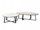 Designer Oval coffee table gray marble glossy top 130x70x36 cm