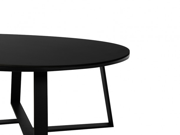 Designer Round Coffee Table Black Matt Marble Top 90x36 cm