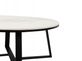 Designer Round coffee table in white marble glossy top 90x36 cm