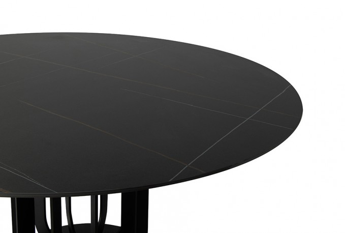 Round Black Marble Table 150x75 cm