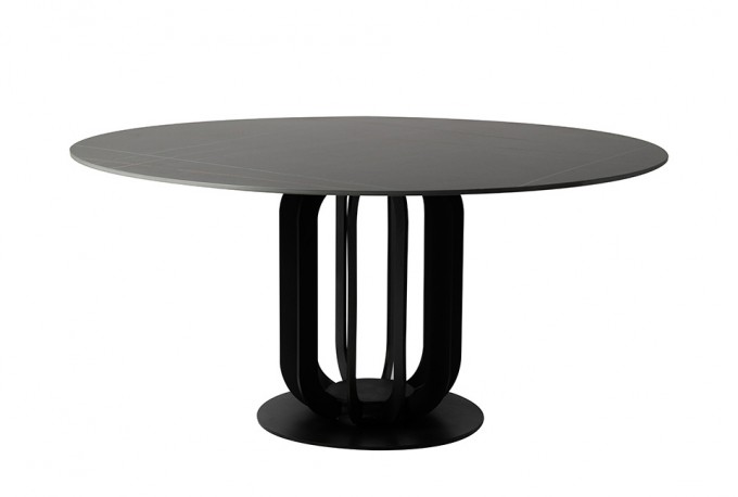 Round Black Marble Table 150x75 cm