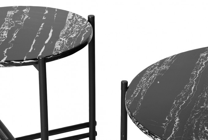 Black table with a marble top 44.5x56 cm