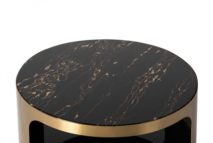 Gold satin table, two tops 80x40 cm