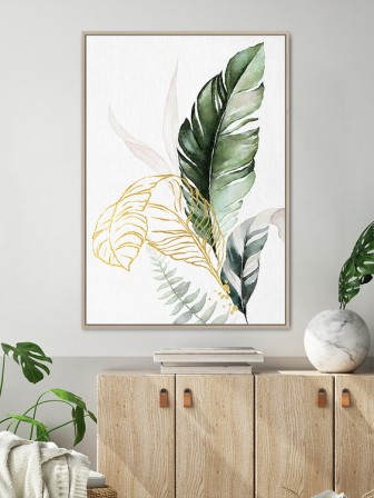 BEAUTY - 82.6 x 122.6 cm tavla i vitt/grönt/guld