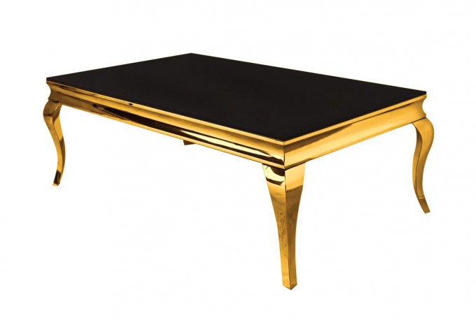 LUIS - 130CM SOFFBORD I GULD/SVART GLAS