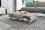 NORDIC - 110cm Soffbord i Lysande Vit/Sonomaek