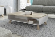 NORDIC - 110cm Soffbord i Lysande Vit/Sonomaek
