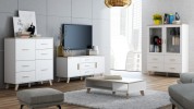 NORDIC - 110cm Soffbord i Lysande Vit/Sonomaek
