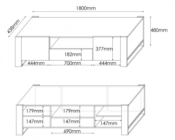 UTAH - 180CM TV-bänk i wotanek/antracit