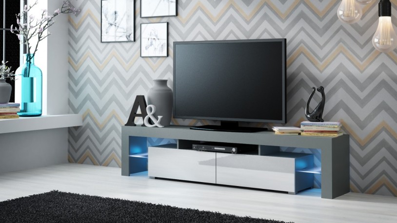 MILTON - 200cm TV-bänk högglans med LED