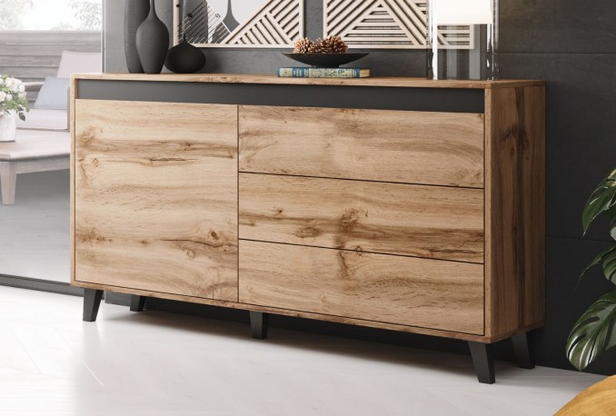 MASON - 138cm skänk/sideboard i wotan ek/antracit