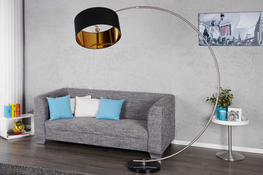 Stehleuchte Python schwarz gold m. Dimmer