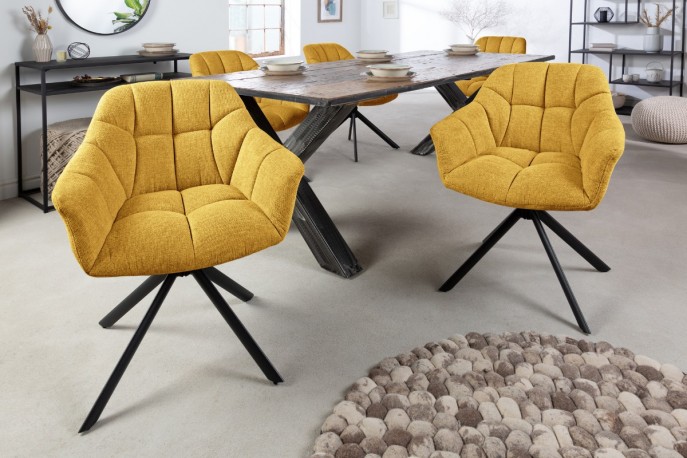 Chair Papillon mustard yellow rotatable