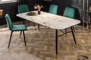 Dining table Paris 140cm glass marble look white