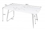 Dining table Paris 140cm glass marble look white