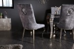 Chair modern baroque gray velvet with lion head