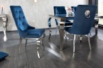 Chair modern baroque royal blue velvet with lion head
