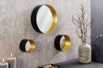 Wall mirror variation set of 3 black gold 25cm