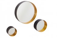 Wall mirror variation set of 3 black gold 25cm