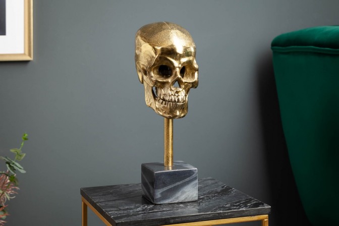 SCULLY DÖDSKALLE SKULPTUR - 35 CM - GULD 2