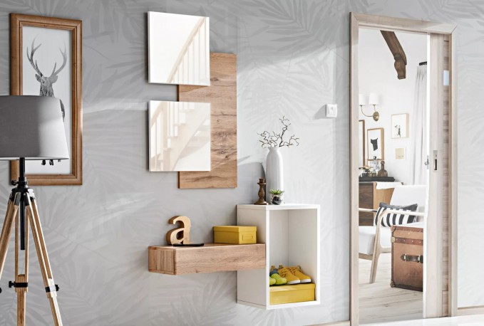 MAKAI - hall möbelset i wotan ek/vit