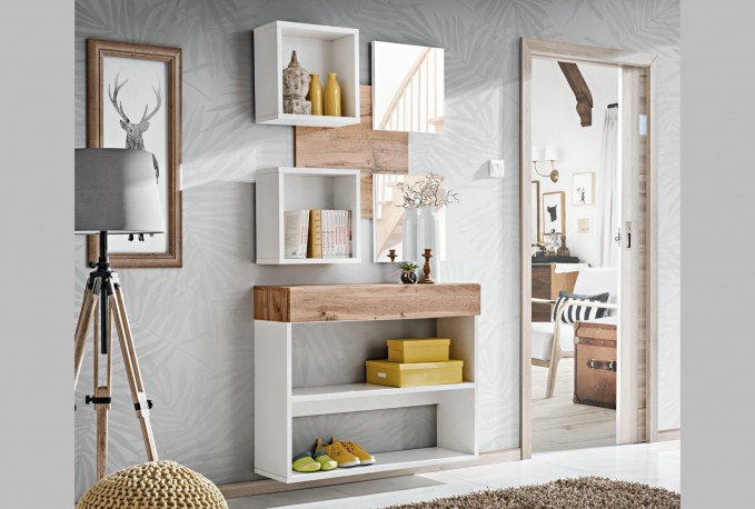 MAKAI IV - hall möbelset i wotan ek/vit