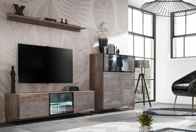 GRAYSON - 120cm vitrinskåp med led