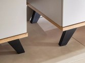 RANDAL - 134cm stilren vitrinskåp i pärlgrå/riviera ek