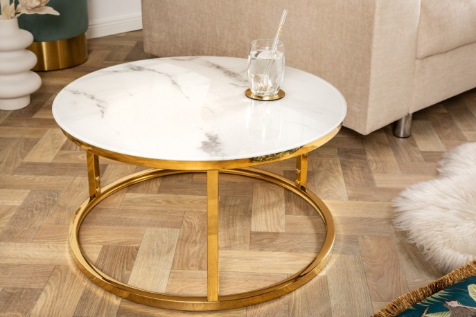 Coffee table Elements 60cm white marble decor