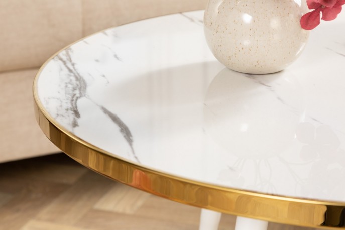 GLIMM - 60 CM SOFFBORD I VITT OCH GULD