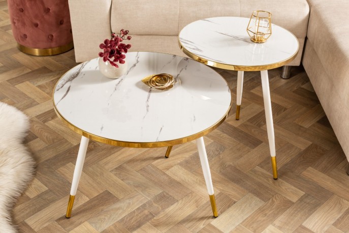 GLIMM - 60 CM SOFFBORD I VITT OCH GULD
