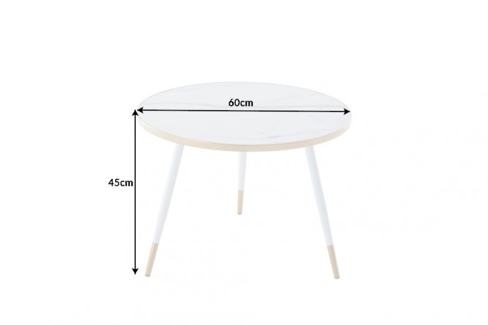 GLIMM - 60 CM SOFFBORD I VITT OCH GULD