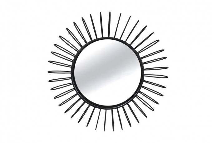 Round black sun mirror Ø101 x 11 cm