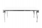 IOLA - 150X90CM MATBORD I SILVER/VITT GLAS