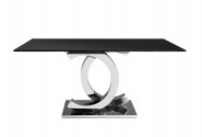 Stylish dining table black glass top 160 x 90 x 75 cm
