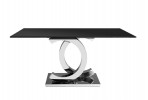 Stylish dining table black glass top 160 x 90 x 75 cm