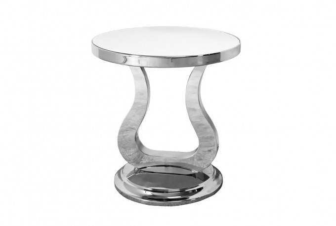 NICO - Ø50CM SIDOBORD I VITT TEMPERERAT GLAS